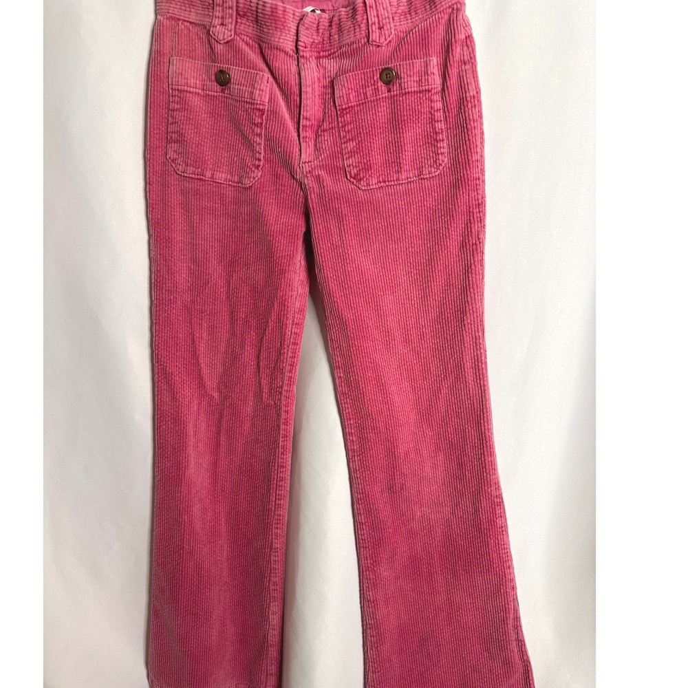 FREE PEOPLE 4 Pink Corduroy Flare Pants Button Pockets Mid Rise Stretch Boho 70s